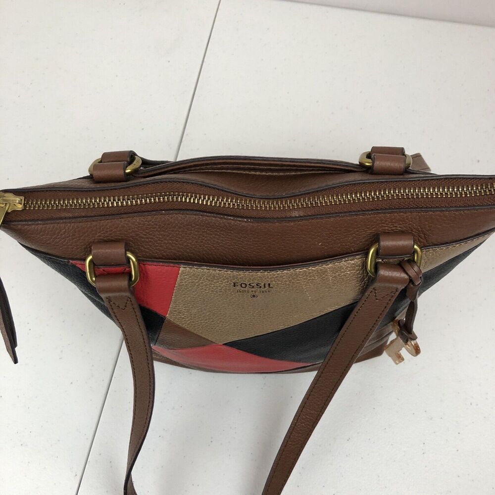 Fossil Diamond Leather Patchwork Purse Shoulder B… - image 7